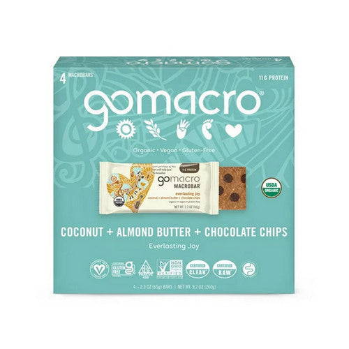 Gomacro, Organic Coconut Almond Butter Chocolate Chip Bars, 4 Count